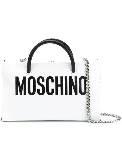 Shop Moschino Front Logo Shoulder Purse In White