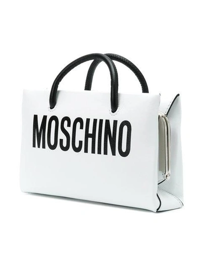 Shop Moschino Front Logo Shoulder Purse In White