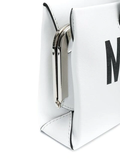 Shop Moschino Front Logo Shoulder Purse In White