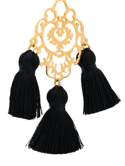 Shop Marte Frisnes Rita Tassel Earrings In Black