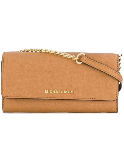 Shop Michael Michael Kors Jet Set Travel Chain Wallet - Brown