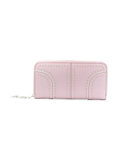 Shop Tod's Studded Continental Wallet In Pink