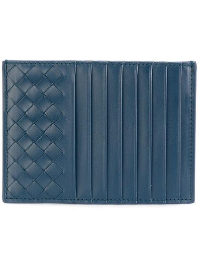 Shop Bottega Veneta Denim Intrecciato Nappa Card Case In Blue