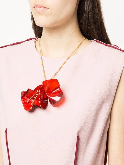 Shop Marni Floral Resin Necklace - Red