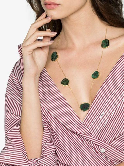 Shop Kimberly Mcdonald Sliced Emerald Necklace In Metallic