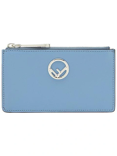 Shop Fendi Embellished Logo Wallet - Blue