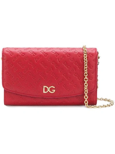 Shop Dolce & Gabbana Love Is Dg Embossed Wallet-on-a-chain - Red