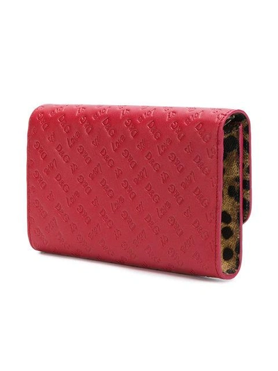 Shop Dolce & Gabbana Love Is Dg Embossed Wallet-on-a-chain - Red