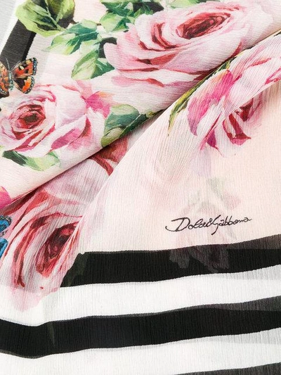 Shop Dolce & Gabbana Floral And Stripe Print Scarf