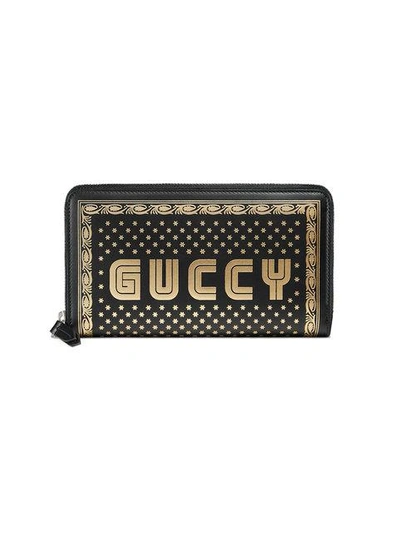 Shop Gucci Guccy Zip Around Wallet - Black
