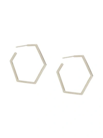 Shop Rachel Jackson Hexagon Hoop Earrings In Metallic