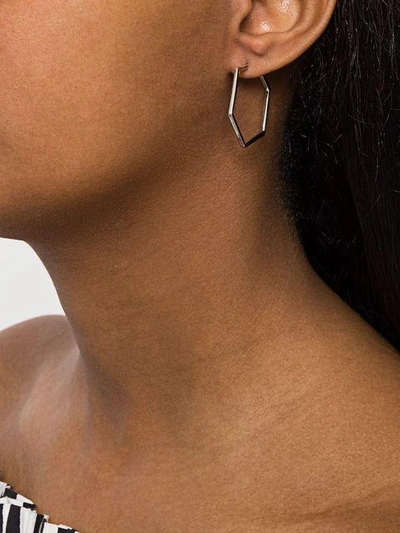 Shop Rachel Jackson Hexagon Hoop Earrings In Metallic