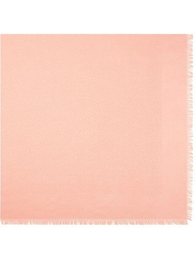 Shop Fendi Frayed Monogram Scarf In Pink