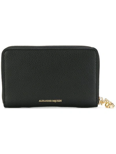 Shop Alexander Mcqueen Zip-around Skull Purse In Black