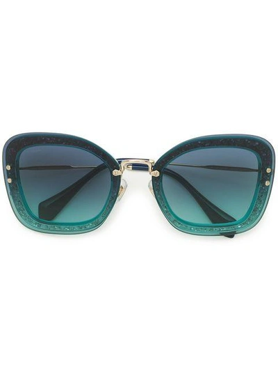 Shop Miu Miu Oversized Sunglasses In Blue