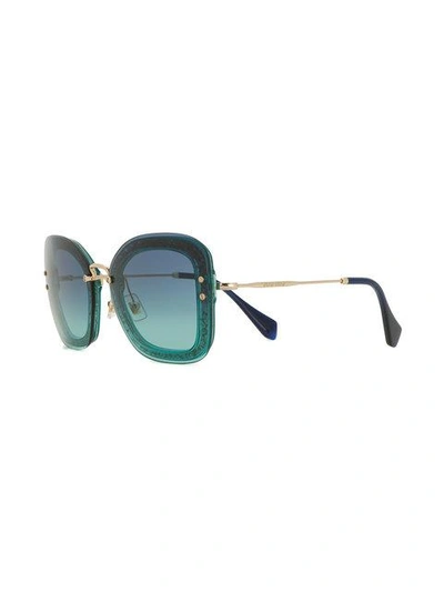 Shop Miu Miu Oversized Sunglasses In Blue