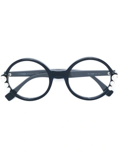 Shop Fendi Pearl Detail Round Shape Glasses