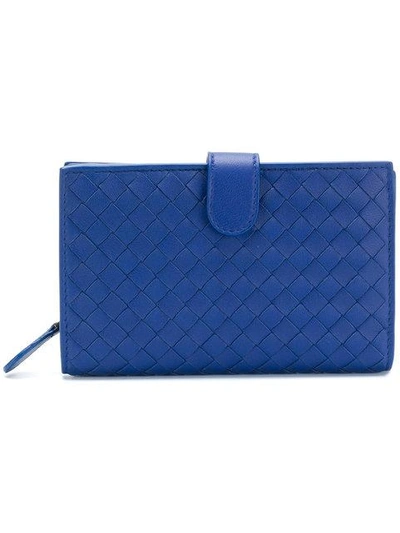 Shop Bottega Veneta Cobalt Intrecciato Nappa Mini Wallet - Blue