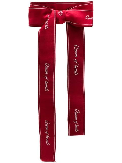 Shop Dolce & Gabbana Queen Of Hearts Printed Belt In Red