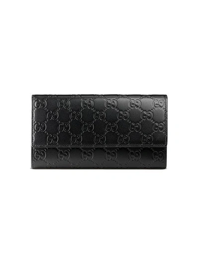 Shop Gucci Signature Continental Wallet - Black