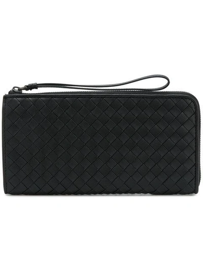 Shop Bottega Veneta Nero Intrecciato Nappa Zip Around Wallet In Black