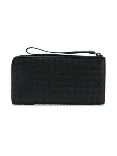 Shop Bottega Veneta Nero Intrecciato Nappa Zip Around Wallet In Black