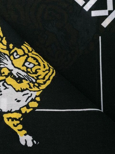 Shop Kenzo Tiger Printed Scarf In Black