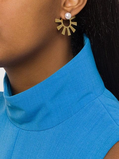 Wouters & Hendrix Technofossils Pearl Earrings In Metallic