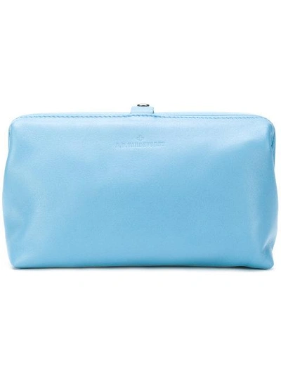 Shop A.f.vandevorst Logo Embossed Makeup Bag In Blue