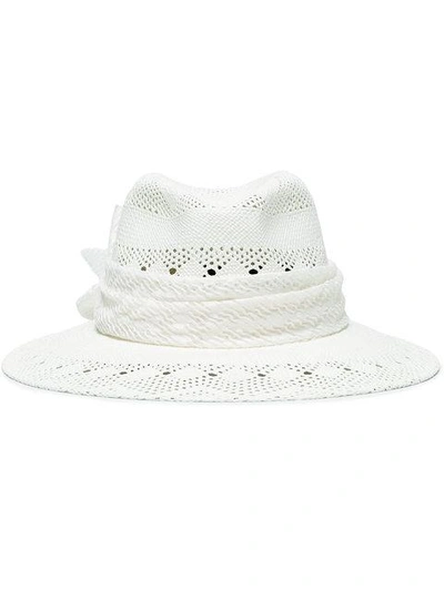 Shop Maison Michel White Henrietta Raffia Hat With Bow Detail - Weiss