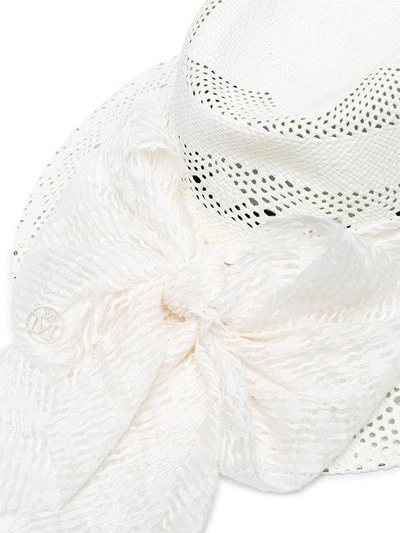 Shop Maison Michel White Henrietta Raffia Hat With Bow Detail - Weiss