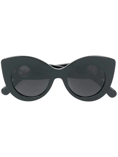 Shop Fendi Cutout Logo Cat-eye Sunglasses In Black