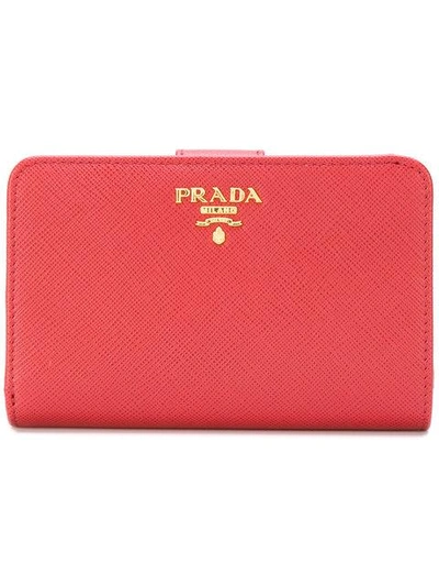 Shop Prada Logo Plaque Cardholder - Red