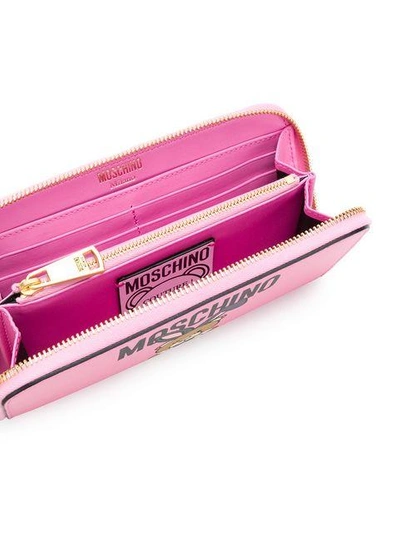 Shop Moschino Playboy Teddy Wallet In Pink & Purple