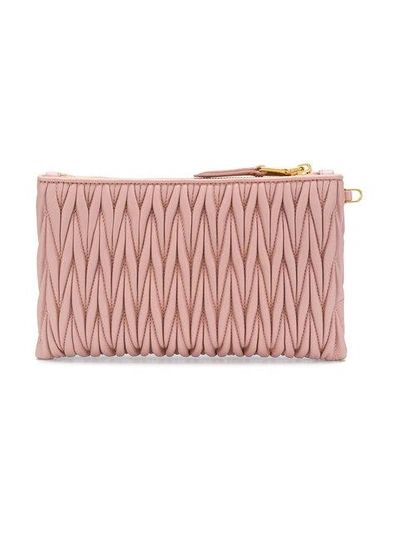 Shop Miu Miu Quilted Top Zip Wallet In Pink
