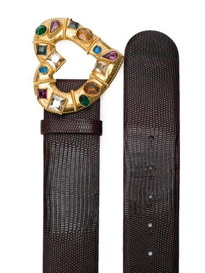 Shop Dolce & Gabbana Embellished Heart Buckle Belt - Red