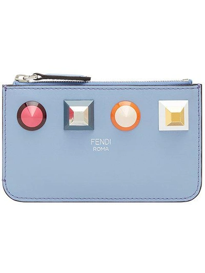 Shop Fendi Studded Key Case In Blue