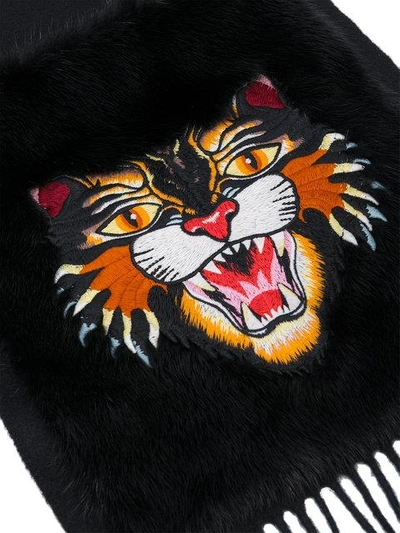 Shop Gucci Angry Cat Pocket Scarf - Black