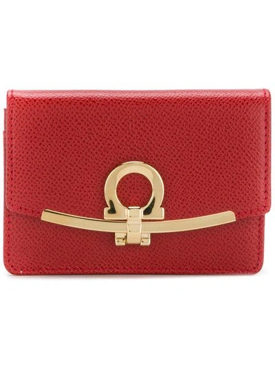 Shop Ferragamo Gancio Lock Wallet In Red