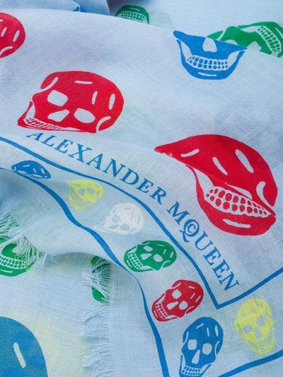 Shop Alexander Mcqueen Classic Skull Scarf - Blue
