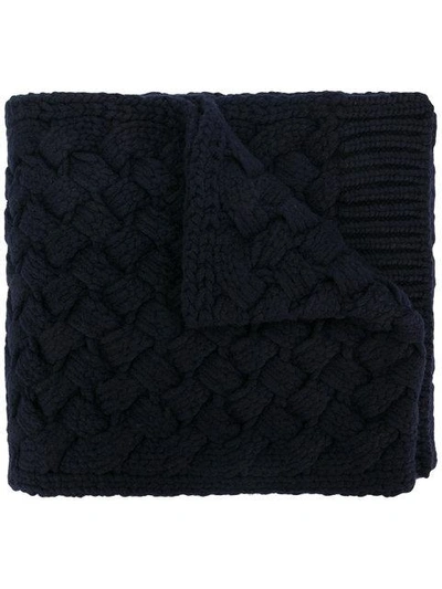 Shop Ferragamo Salvatore  Weave Knit Scarf - Blue