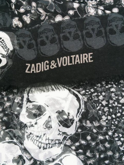 Shop Zadig & Voltaire Skull Print Frayed Scarf
