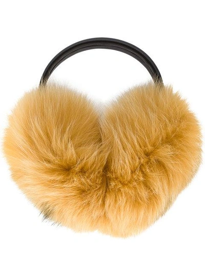 Shop Anya Hindmarch Yellow Fur Smiley Ear Muffs