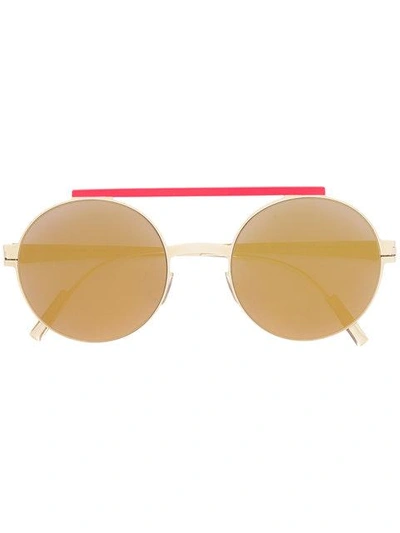 Shop Mykita Round Aviator Sunglasses In Metallic