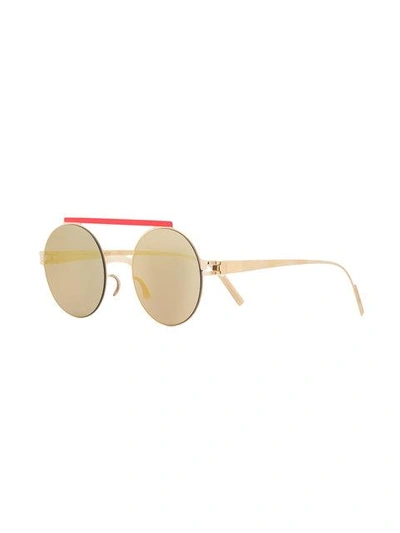 Shop Mykita Round Aviator Sunglasses In Metallic