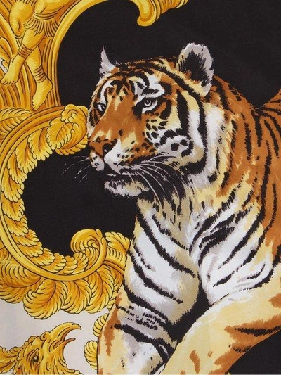 Shop Versace Tiger Print Scarf In Black