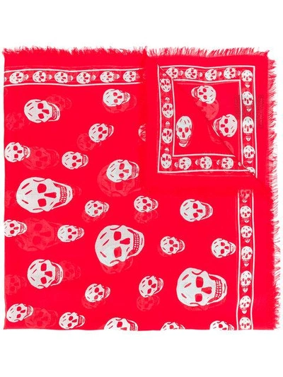 Shop Alexander Mcqueen Skull Scarf - Red