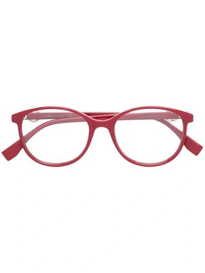 Shop Fendi Round Frame Glasses In Red