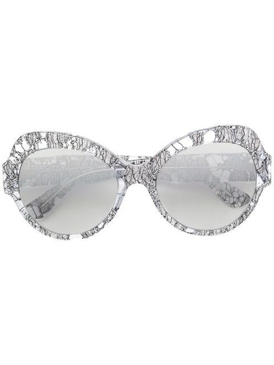 Shop Dolce & Gabbana Round Oversized Sunglasses Lace Edition In Metallic