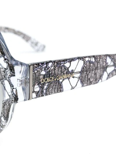 Shop Dolce & Gabbana Round Oversized Sunglasses Lace Edition In Metallic